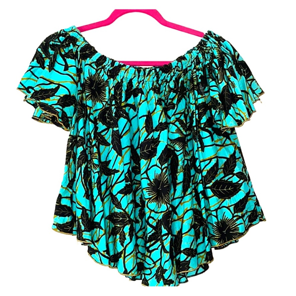 Off the shoulder african print top